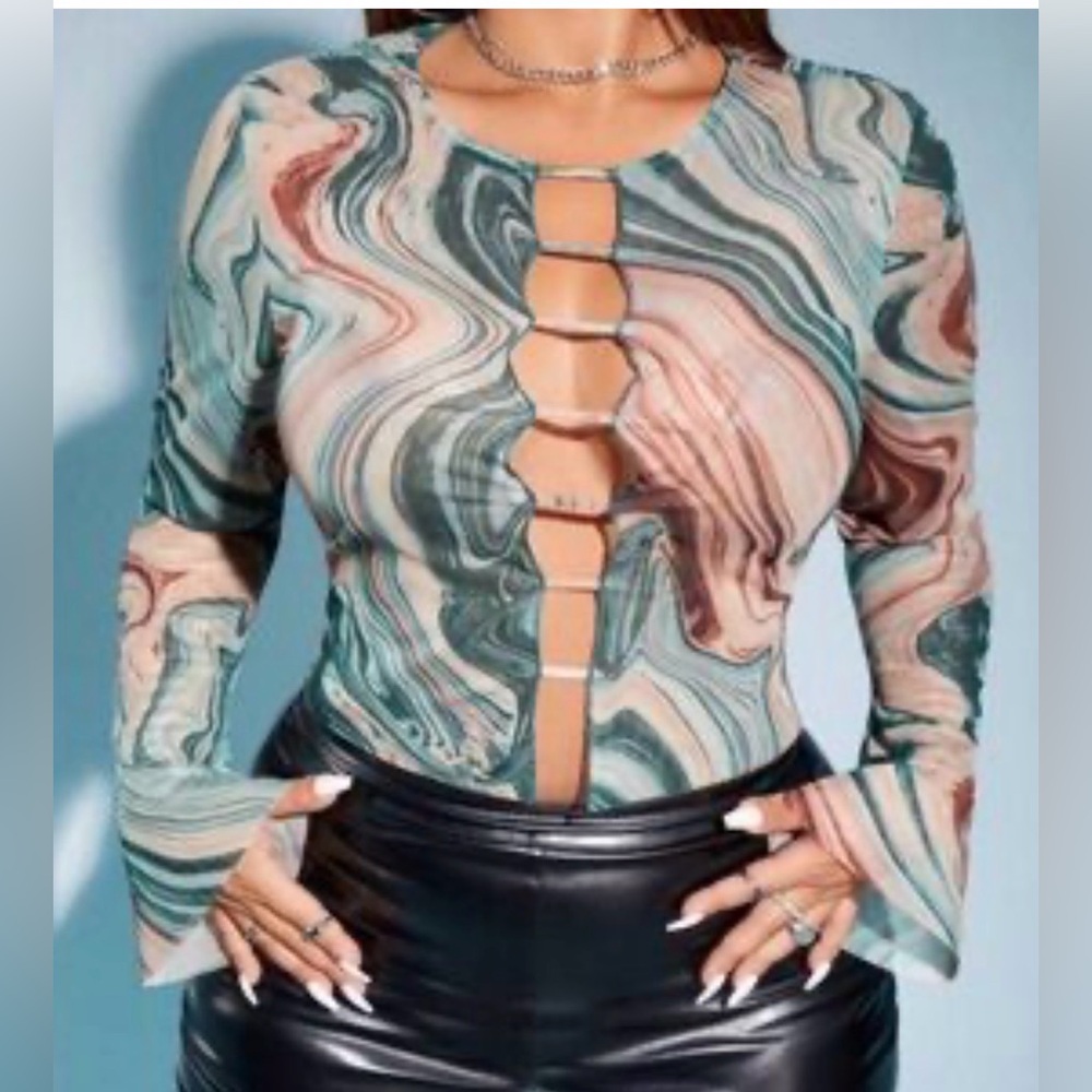 Shein Mesh Long Sleeve Top